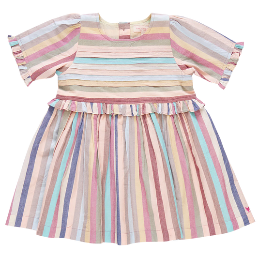 Girls Raquel Dress- Multi Vintage Stripe
