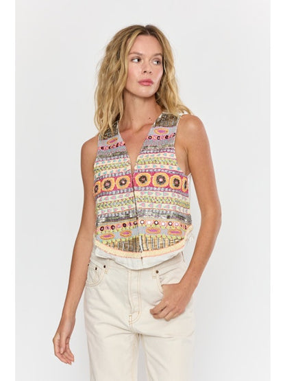 Hazel Embellished Vest- Eggshell