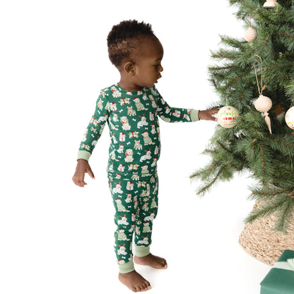 Green Christmas Dogs Loungewear Set