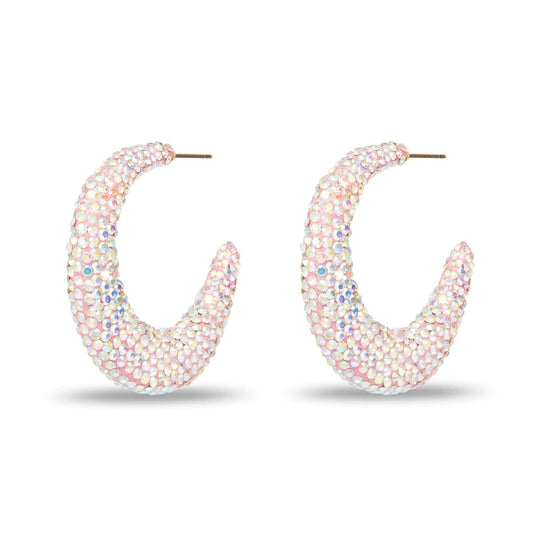 HOLOGRAPHIC CRYSTAL ARCHER PAVE HOOP EARRINGS
