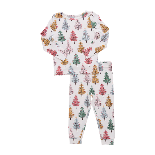 Kids Bamboo PJ Set- Multi X-Mas Trees