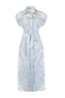 Oceanic Floral Shirtdress- Sky Blue Hydrangea
