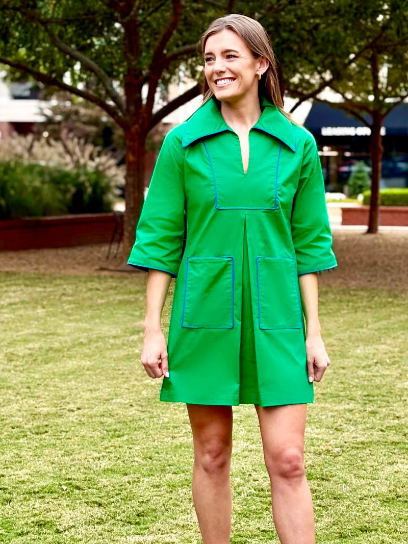 Cassidy Short Dress- Green + Blue