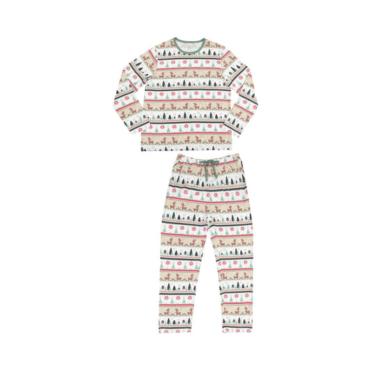 Adult Loungewear Set w/ Pockets- Reindeer Fair Isle