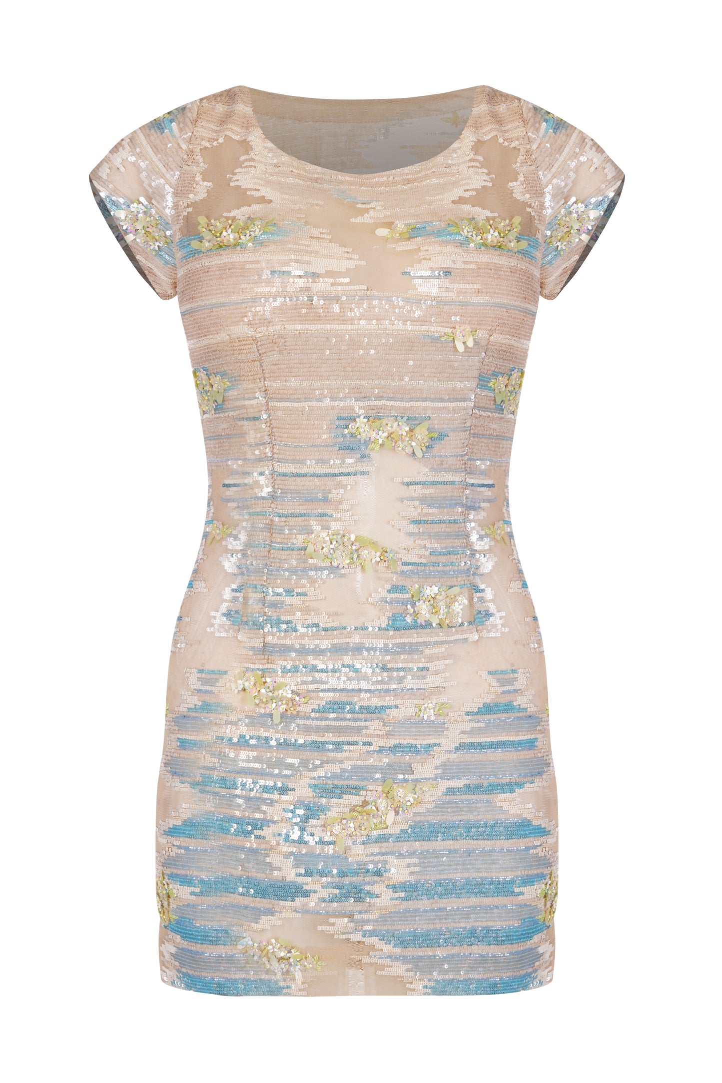 Blue Whisper Geo-Petal Mini Dress