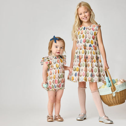 Girls Eloise Ruffle Dress- Multi Eggs