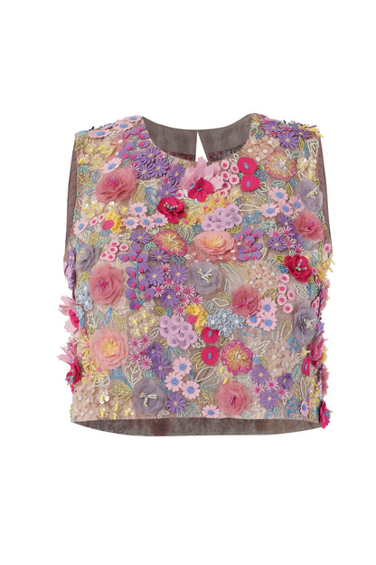 Floral Embrace 3D Embellished Top