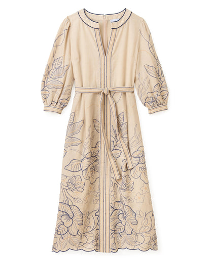 Sandy Midi Dress- Natural Linen