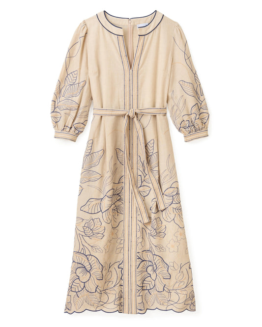 Sandy Midi Dress- Natural Linen