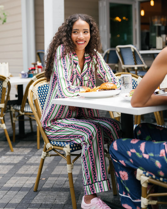 Katie Kime PJ Pant Set- Chain Stripe