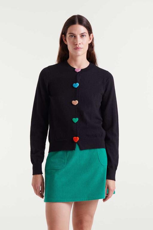 Black Multi Heart Cardigan