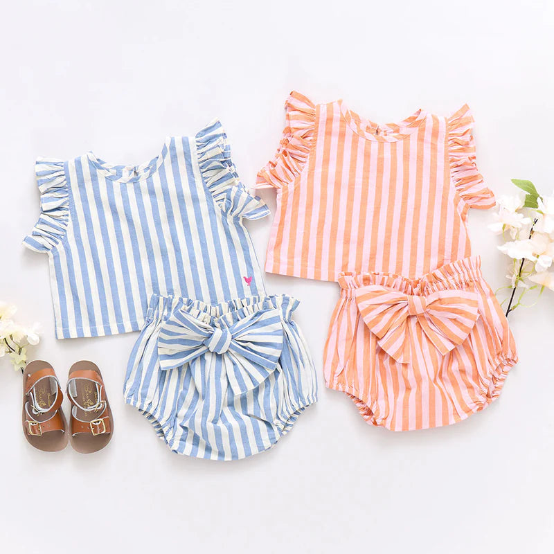 Baby Girls Abigail 2-Piece Set- Blue Stripe