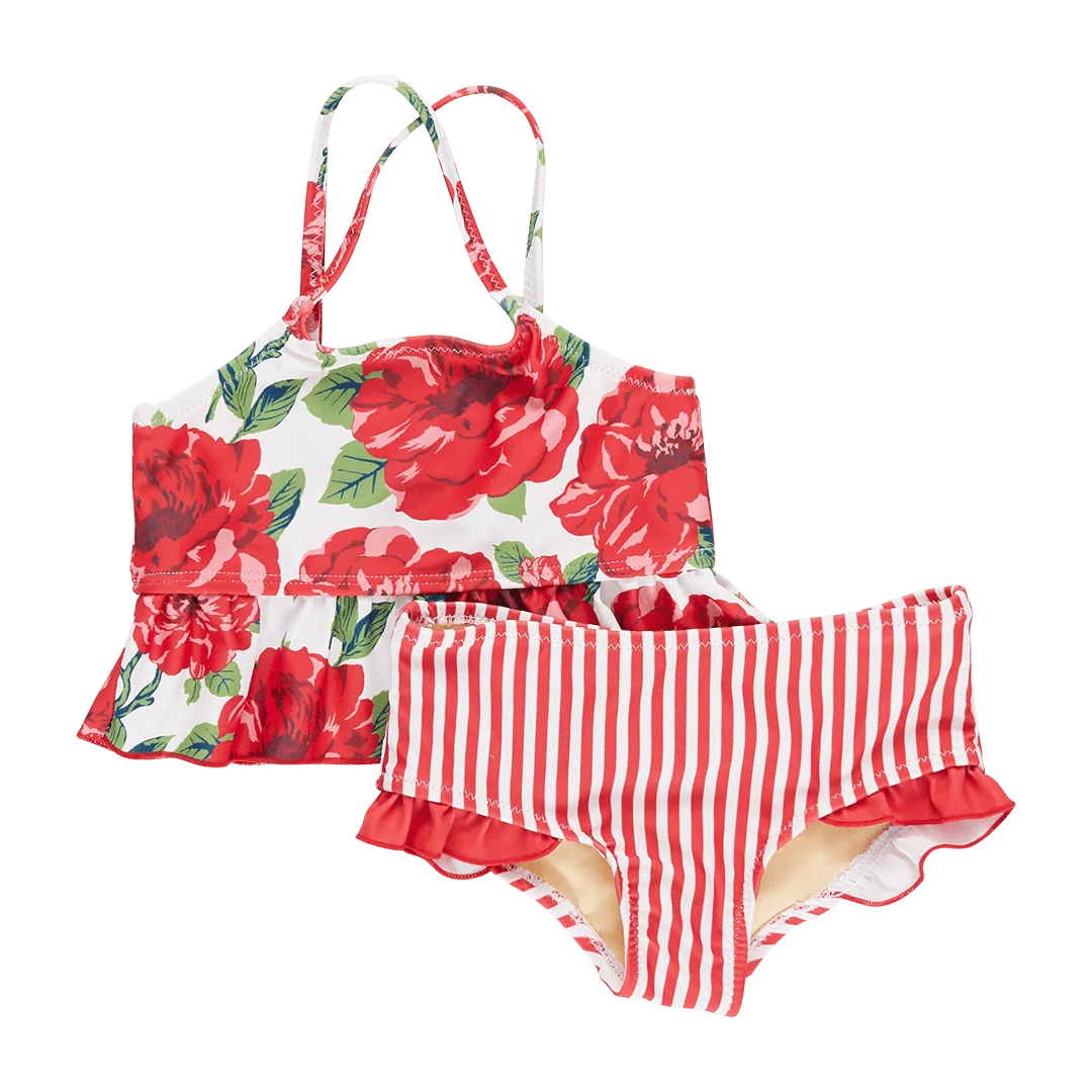 Girls Joy Tankini- Red Peonies