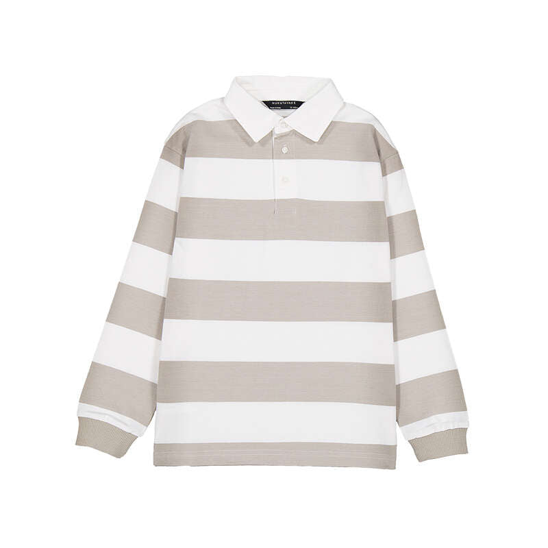 Long Sleeve Stripes Polo - Sesame