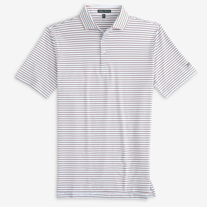 Youth Stadium Stripe Polo- White/Dark Teal/Rust