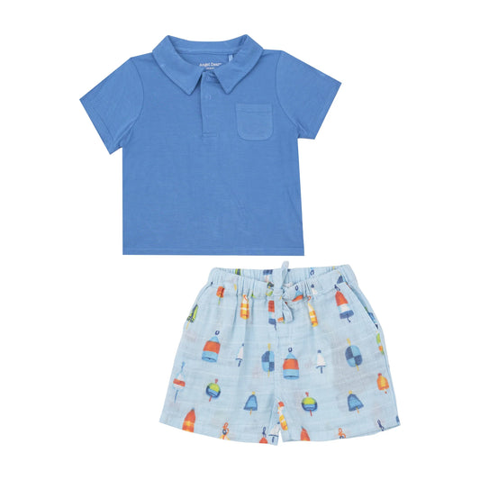 Muslin Shirt and Polo Short Set- Buoys