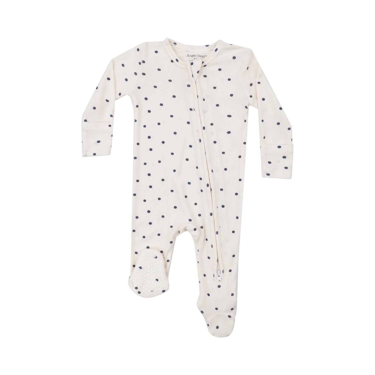 2 Way Zipper Footie- Navy Mini Dot