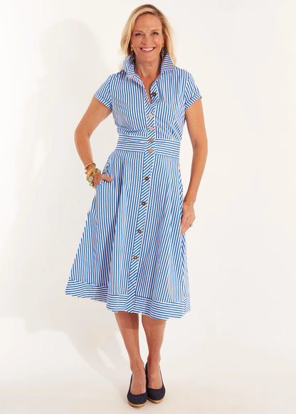 Milan Dress- Blue Stripe