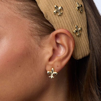 Gold Fleur de Lis Stud Earrings