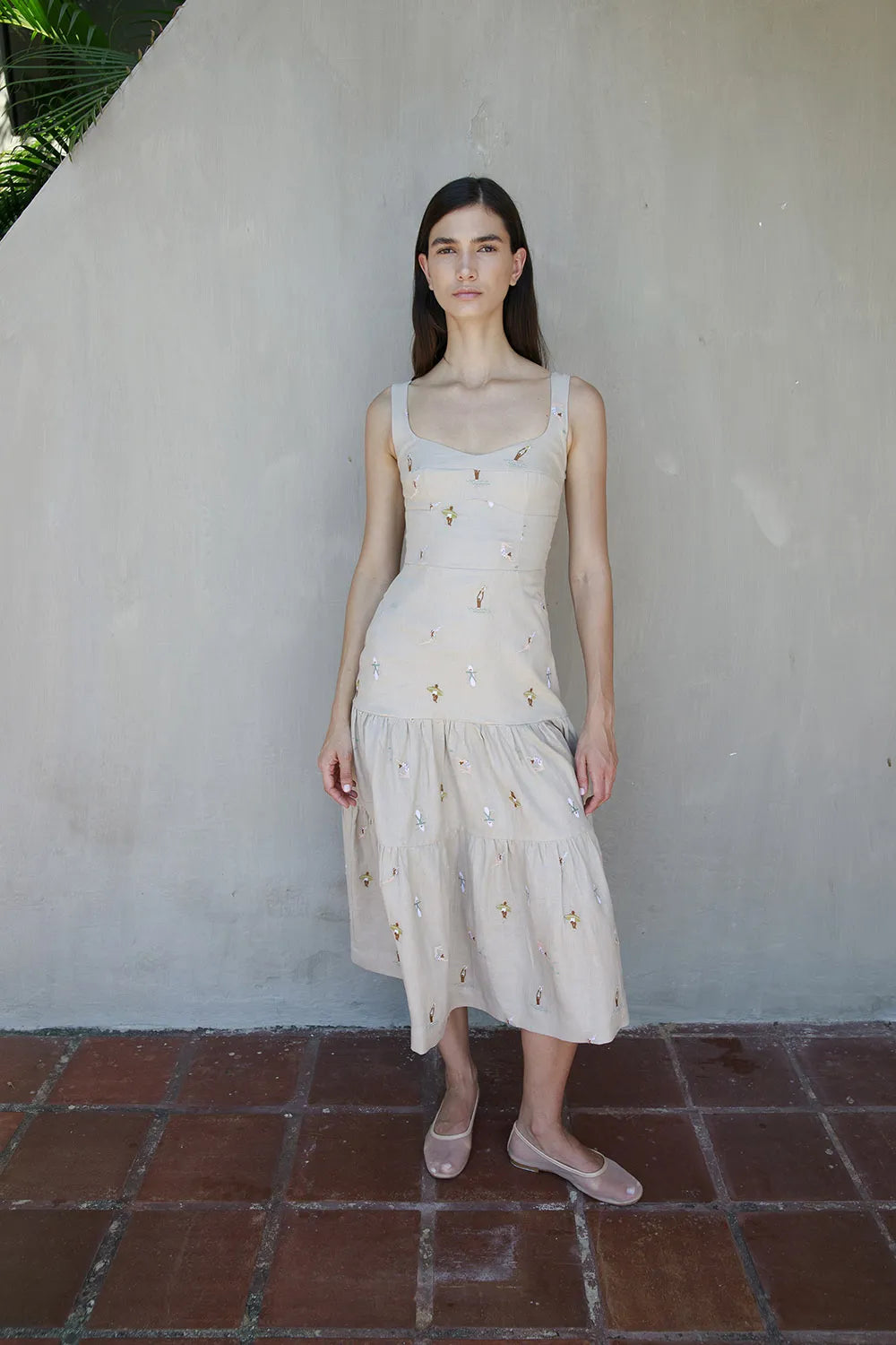 Spitz Embroidered Midi Dress