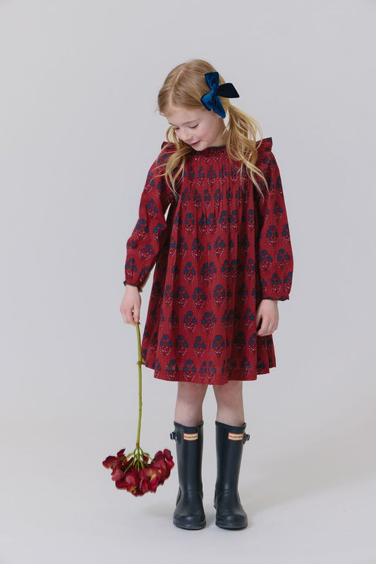 Girls Jaipur Dress- Red Autumn Strawflower