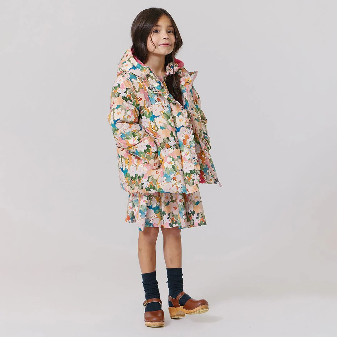 Girls Ruffle Pete Puffer- Watercolor Floral
