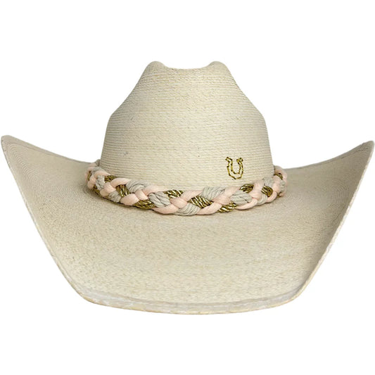 White Palm Cowboy Hat- Small Horse Shoe