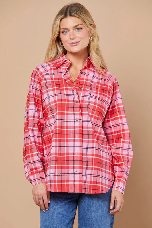 Aunt Beth's Ranch Shirt- Pink Plaid