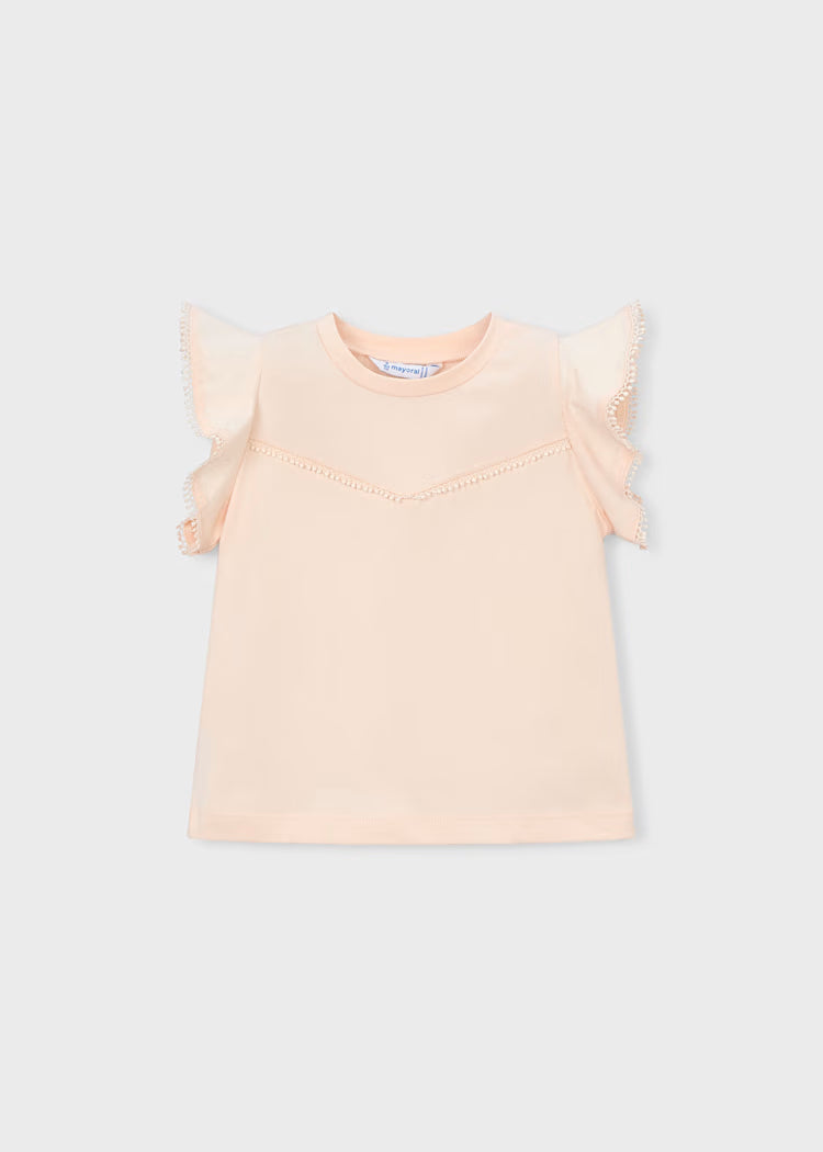Ruffle T-Shirt in Salmon