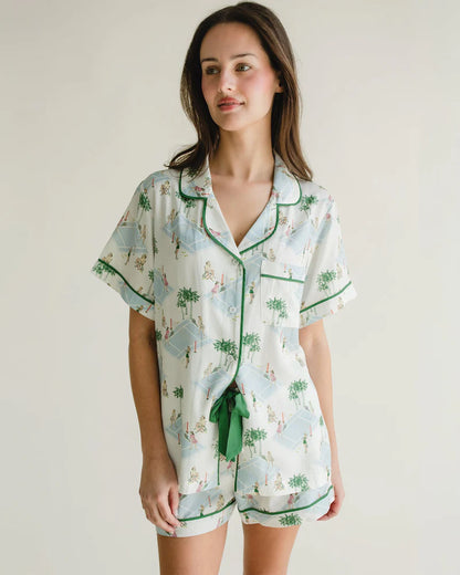 Katie Kime PJ Short Set- Palm Courts