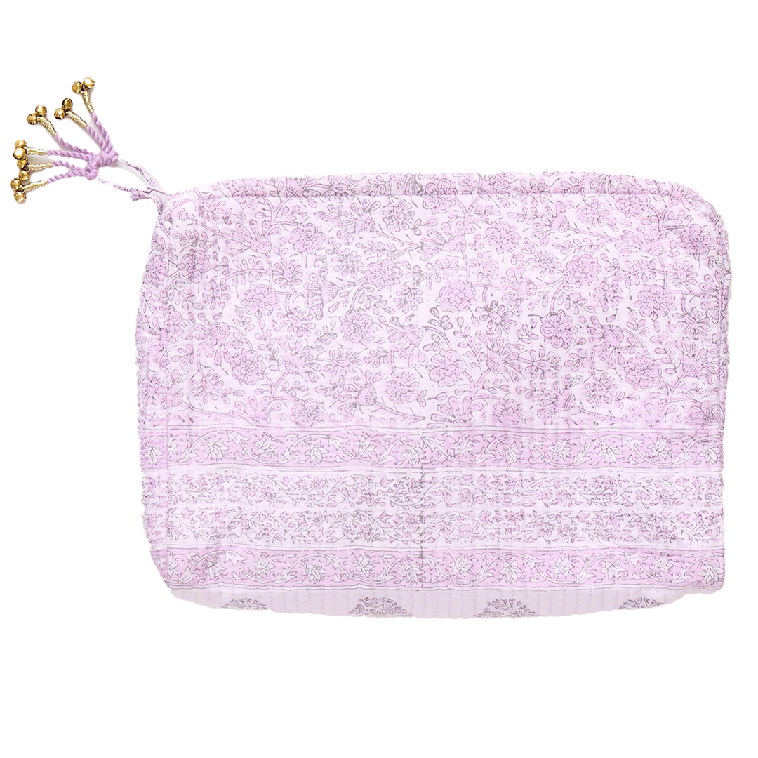 Large Quilted Pouch- Lavender Garden Floral