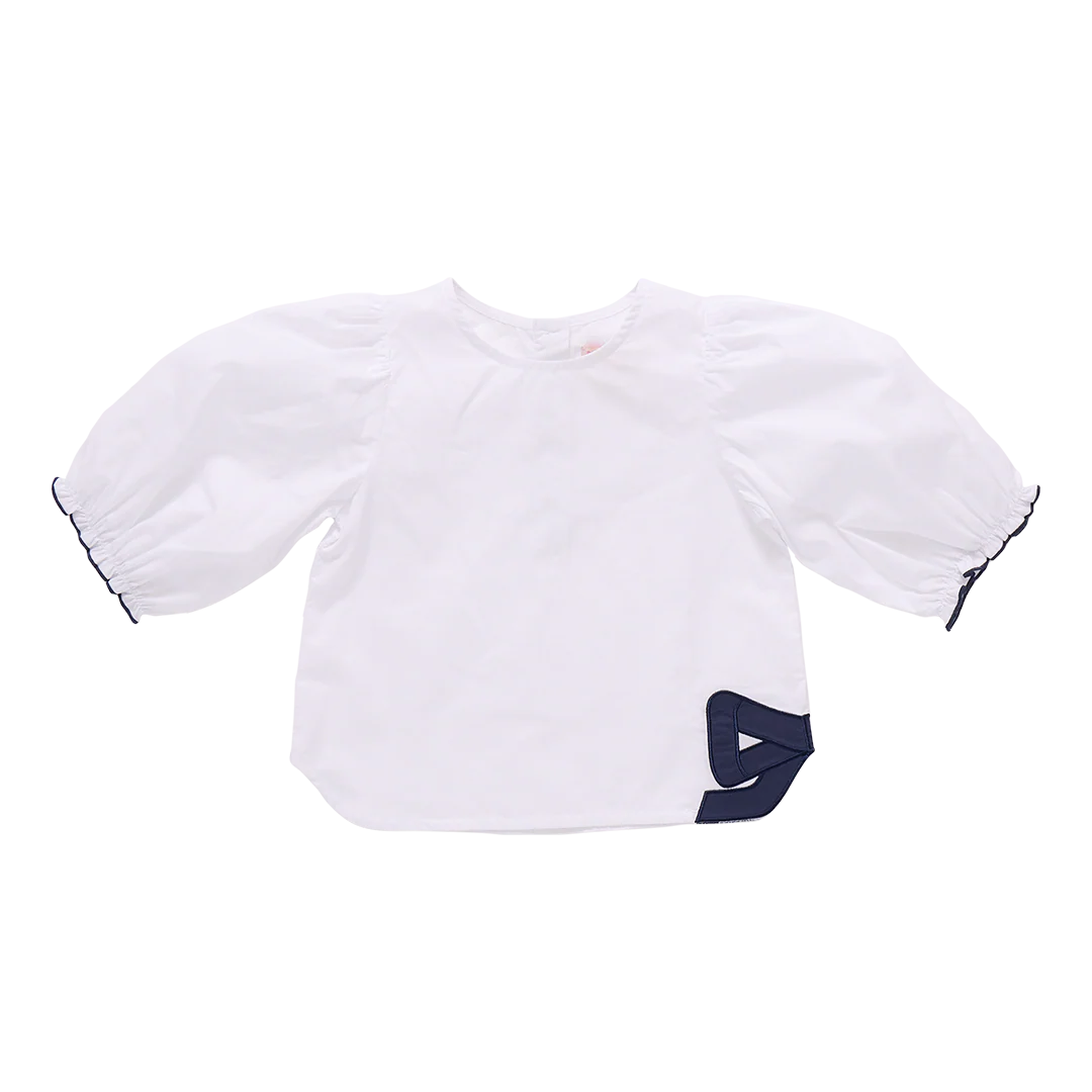 Girls Dana Bow Top- White