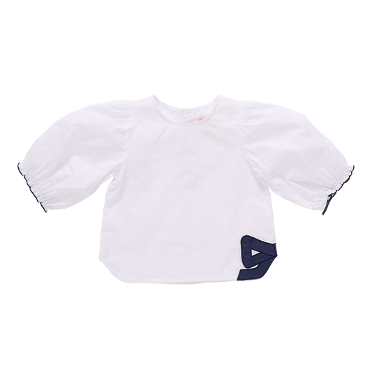 Girls Dana Bow Top- White