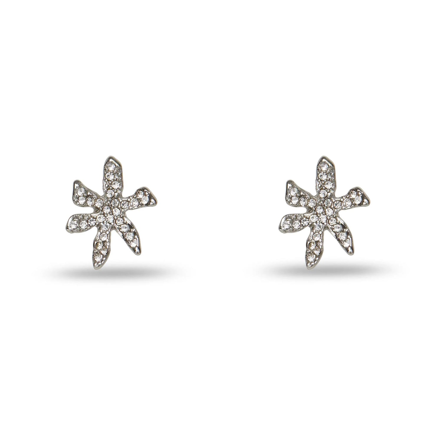 CRYSTAL PAVE WATER LILY STUD EARRINGS