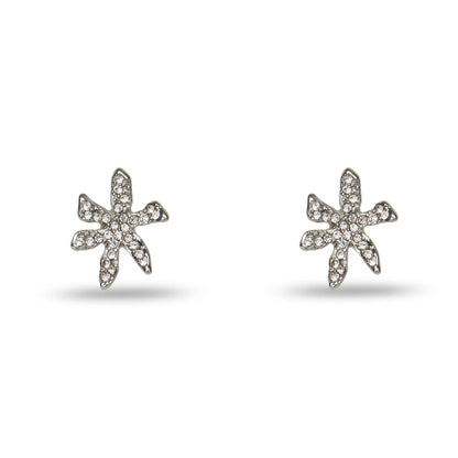 CRYSTAL PAVE WATER LILY STUD EARRINGS