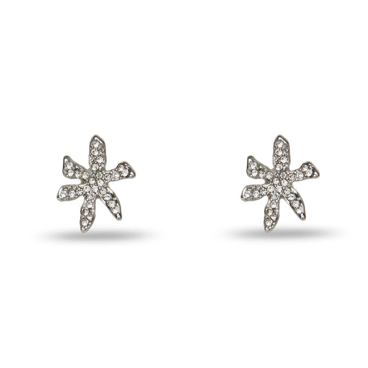 CRYSTAL PAVE WATER LILY STUD EARRINGS