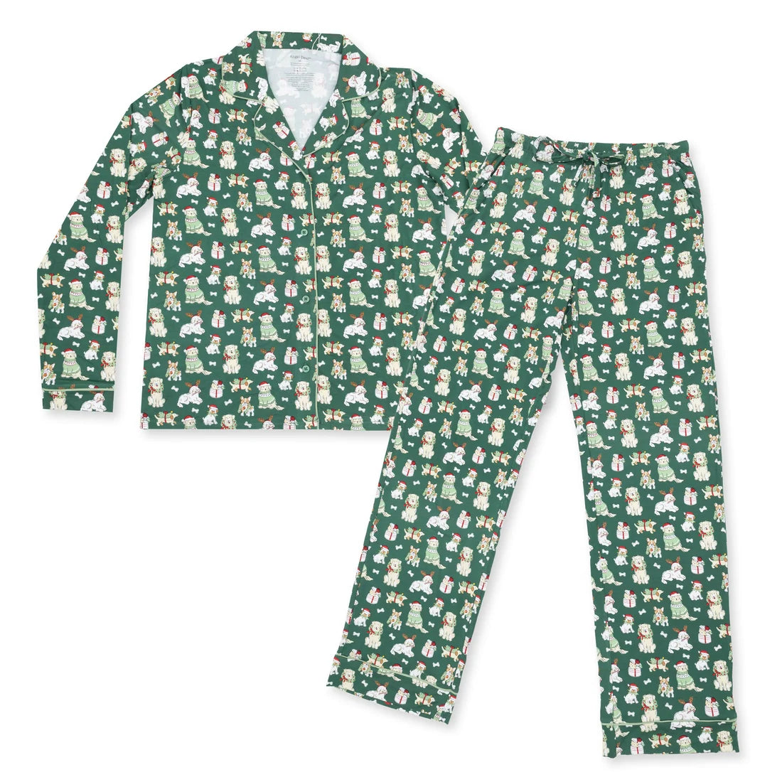 Adult PJ Set- Green Christmas Dogs