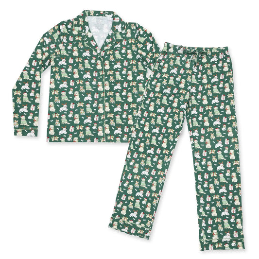 Adult PJ Set- Green Christmas Dogs
