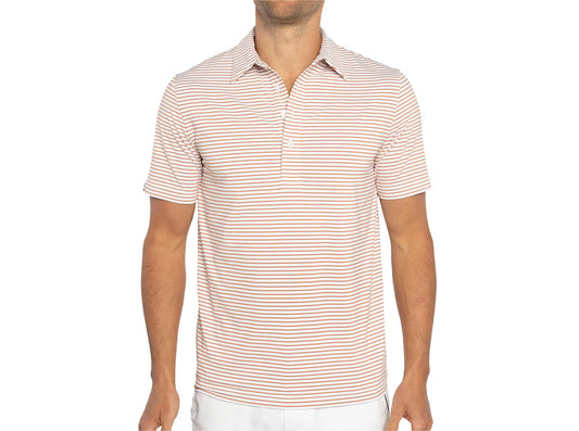 Tour Range Polo- Double Stripe Burnt Orange