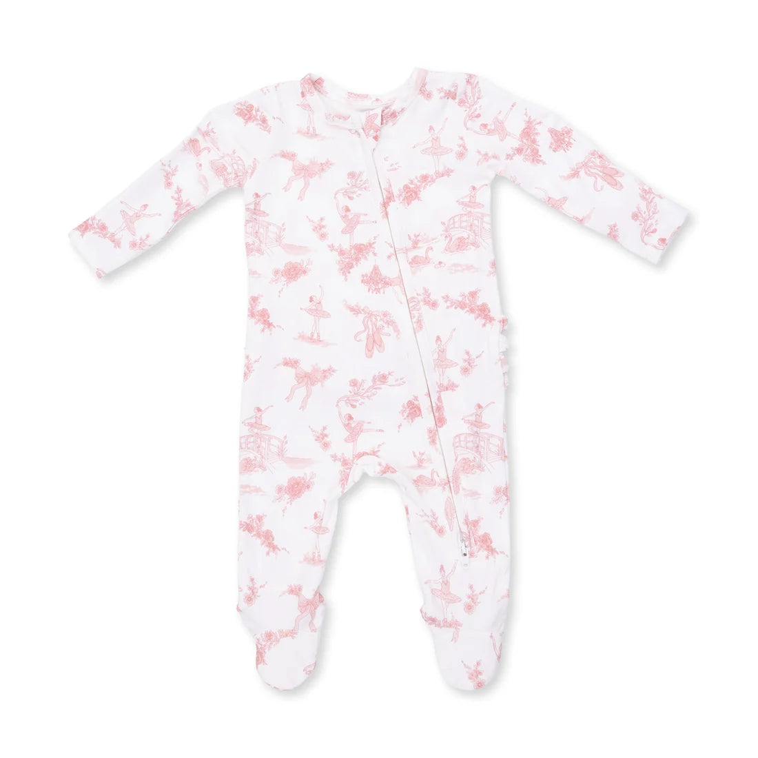Ballet Toile 2-Way Ruffle Back Zipper Footie