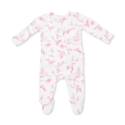 Ballet Toile 2-Way Ruffle Back Zipper Footie