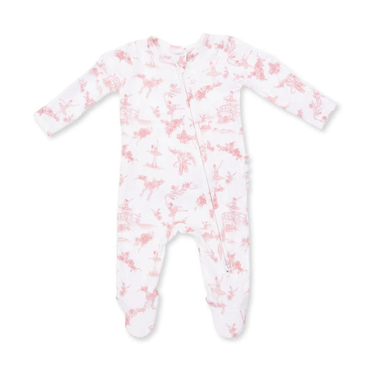 Ballet Toile 2-Way Ruffle Back Zipper Footie