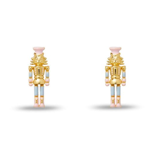 Gold Nutcracker Button Earrings