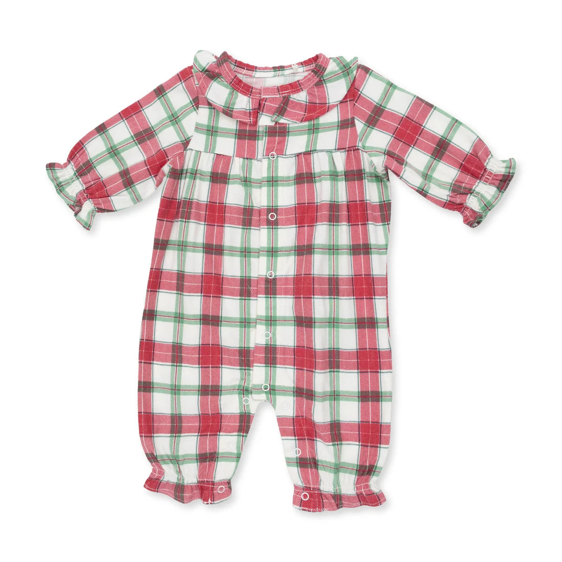 Holiday Plaid Ruffle Collar Romper