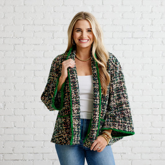 Bridget Tweed Jacket- Multi Green