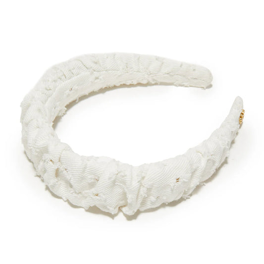 DISTRESSED DENIM KELLY HEADBAND- CHALK