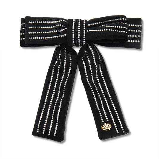 JET CRYSTAL PINSTRIPE ANTOINETTE BOW BARRETTE