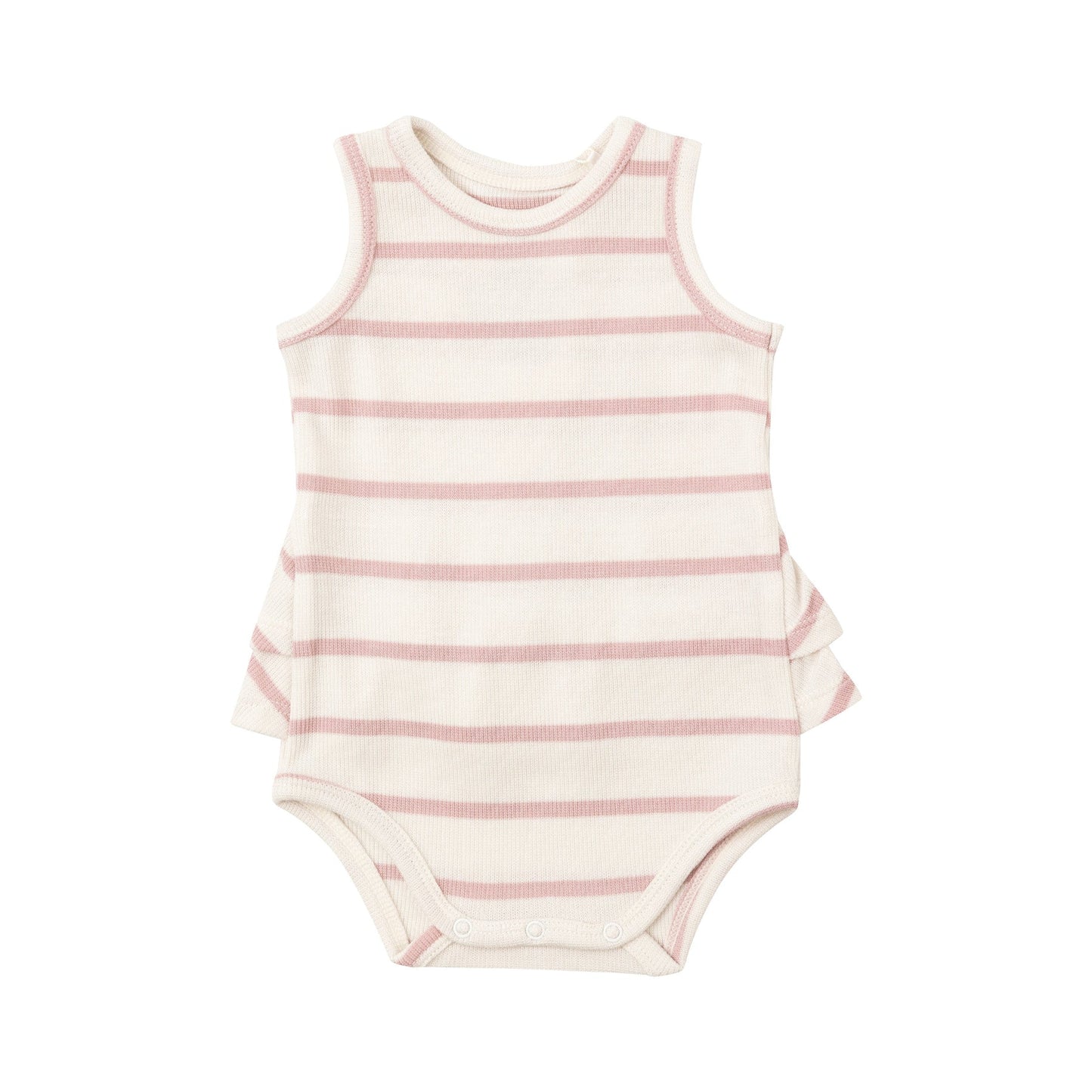 RIB RUFFLE TANK BUBBLE- SILVER PINK + SUGAR SWIZZLE