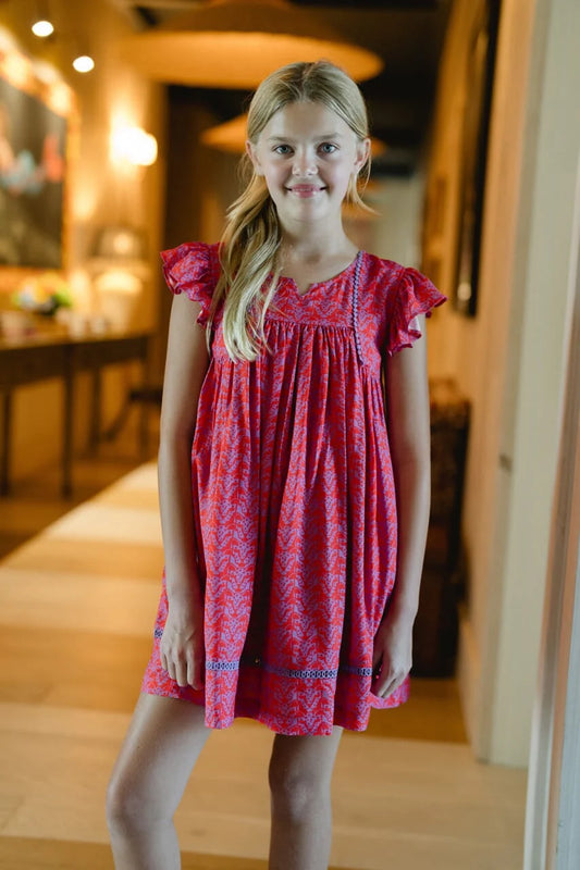 Girls Ellen Dress- Purple + Red