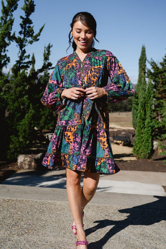 Delaney Color-block Floral Dress